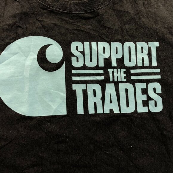 Carhartt Mens T-Shirt Size XXL Black Support The Trades Long Sleeve Loose Tee - Picture 8 of 11